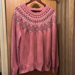 Elegant Pink Geometric Women's Sweater Vintage